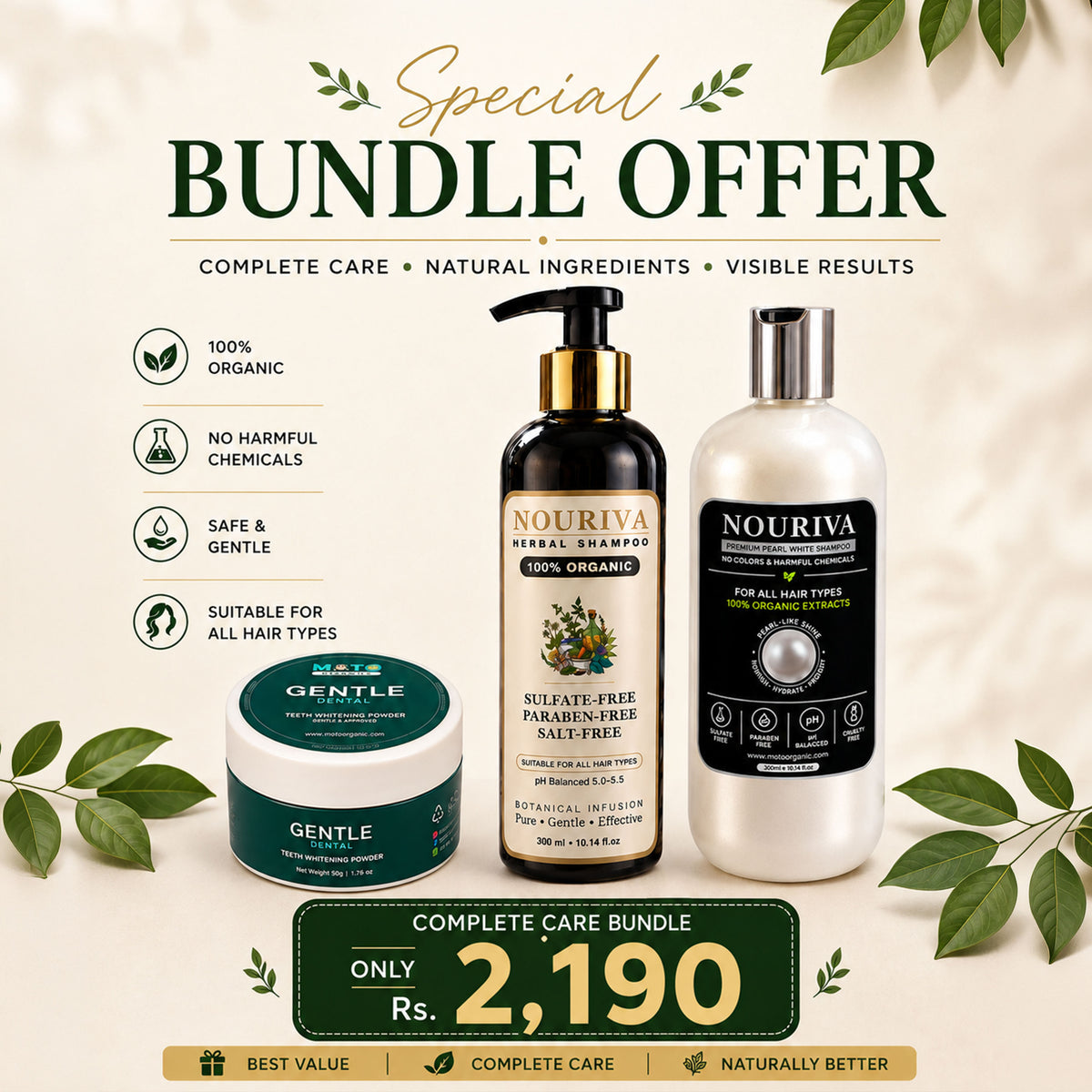 🌿 Moto Organics Care Bundle — Only Rs. 2,190