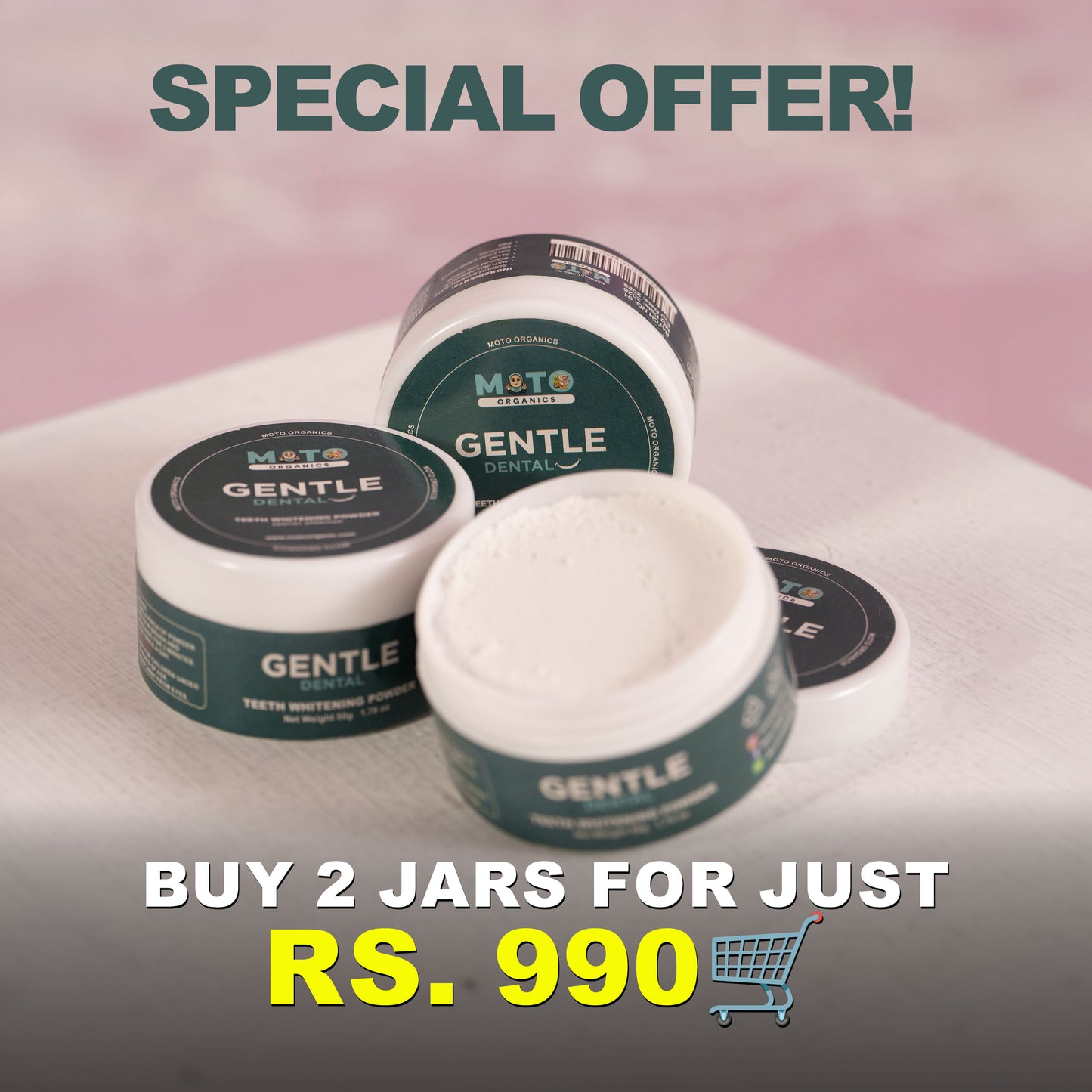 Moto Organics Gentle Dental Powder (Buy 2 Jars for Just Rs. 990)